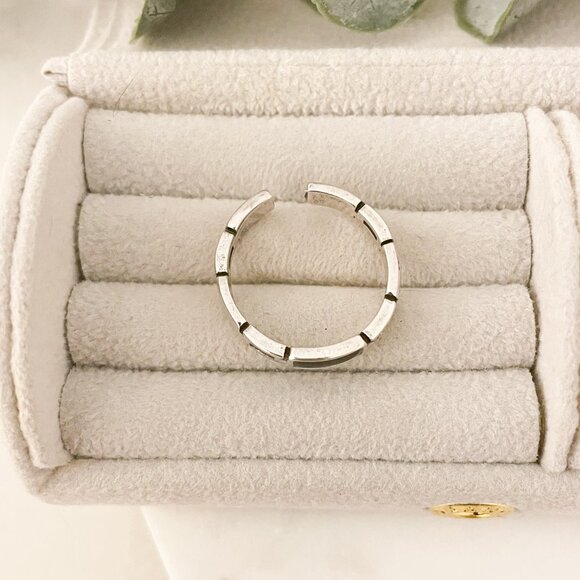 925 Sterling Silver Dainty Bar Ring Black Bar Ring Link Ring Minimalist Ring - Picture 9 of 9